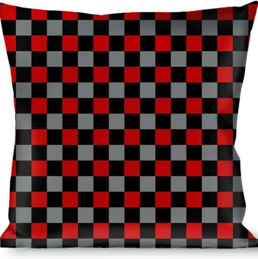 Buckle-Down Throw Pillow - Checker Black/Gray/2 Red
