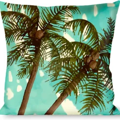 Buckle-Down Throw Pillow - Palm Trees Swaying Tan/Teal