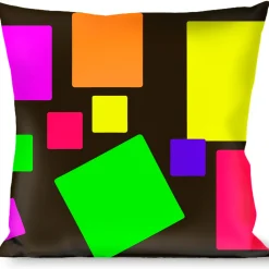 Buckle-Down Throw Pillow - Squares Black/Multi Color