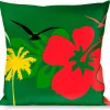 Buckle-Down Throw Pillow - Tropical Flora Greens/Reds/Gold