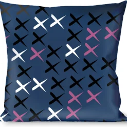 Buckle-Down Throw Pillow - Tread Plate Turquoise/Fuchsia/White