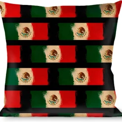 Buckle-Down Throw Pillow - Mexico Flag Distressed Painting