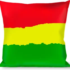 Buckle-Down Throw Pillow - Rasta Stripes Painted Green/Yellow/Red