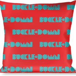 Buckle-Down Throw Pillow - BUCKLE-DOWN Shapes Red/Dot Turquoise/White