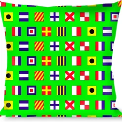 Buckle-Down Throw Pillow - Nautical Flags Green/Multi Color
