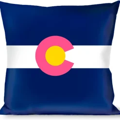 Buckle-Down Throw Pillow - Colorado Flags6 Repeat Blue/White/Pink/Yellow