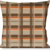 Buckle-Down Throw Pillow - Plaid Tan Shades/Orange