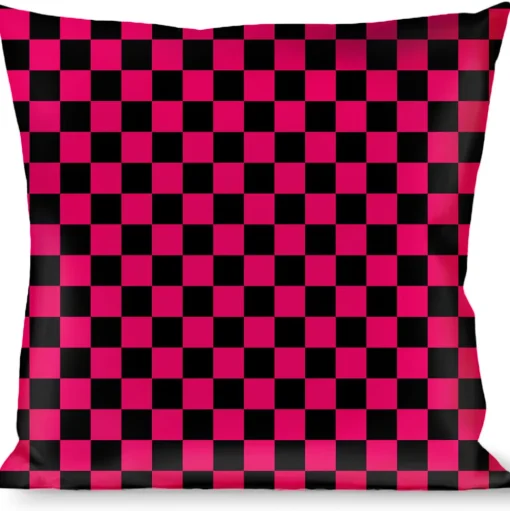 Buckle-Down Throw Pillow - Checker Black/Neon Pink