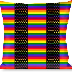Buckle-Down Throw Pillow - Flag American Pride Rainbow/Black