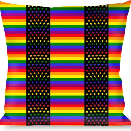 Buckle-Down Throw Pillow - Flag American Pride Rainbow/Black