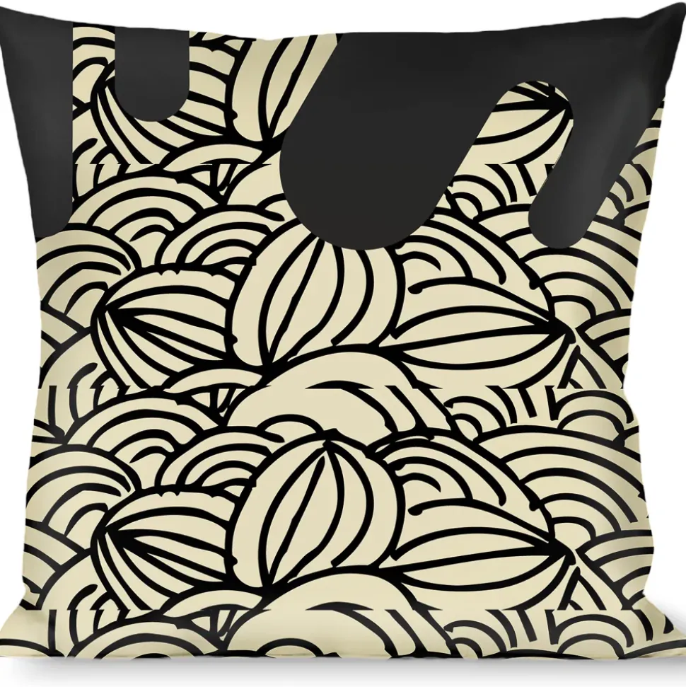 Buckle-Down Throw Pillow - Doodle1/Paint Drips Cream/Black