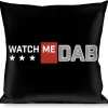 Buckle-Down Throw Pillow - WATCH ME DAB/Stars Black/Red/White/Crackle Gray
