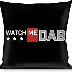 Buckle-Down Throw Pillow - WATCH ME DAB/Stars Black/Red/White/Crackle Gray