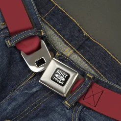 Built Ford Tough Seatbelt Belt - Burgundy Webbing