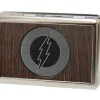 Business Card Holder - LARGE - Flash Logo Marquetry Black Walnut Metal