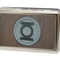 Business Card Holder - LARGE - Green Lantern Logo Marquetry Black Walnut Metal