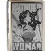 Business Card Holder - LARGE - WONDER WOMAN Pose Stars & Rays Brushed Silver