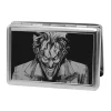 Business Card Holder - LARGE - Joker Smiling CLOSE-UP Reverse Brushed