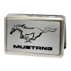 Business Card Holder - LARGE - Mustang w Text Brushed Silver Black