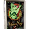 Business Card Holder - LARGE - POISON IVY Bombshell Pose Stripe FCG Black Gray Greens Reds