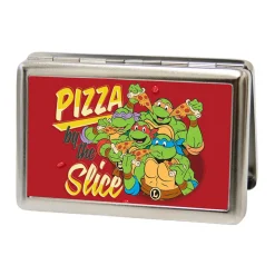 Business Card Holder - LARGE - TMNT Turtles Pose16 PIZZA BY THE SLICE FCG Reds Yellows