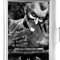 Business Card Holder - SMALL - BATMAN ARKHAM ASYLUM Joker Pose Brushed Silver
