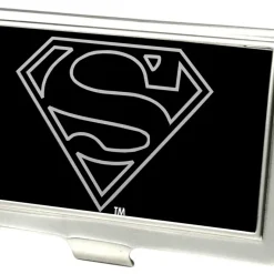 Business Card Holder - SMALL - Superman Logo Outline Reverse Brushed