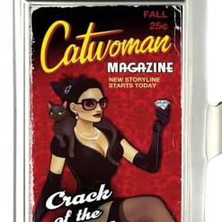 Business Card Holder - SMALL - CATWOMAN-CRACK OF A WHIP Bombshell Pose FCG Reds