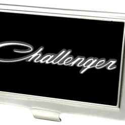 Business Card Holder - SMALL - CHALLENGER "3-D" Script FCG Black White Gray