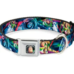 Buzz Lightyear Pose2 Full Color Black Seatbelt Buckle Collar - Buzz Lightyear Action Poses Stacked