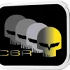 C6 Racing w/Skull Repeat FCG Black/Yellow/Silver - Chrome Rock Star Buckle
