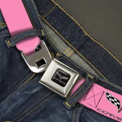 C6 Seatbelt Belt - C6 Logo REPEAT Pink/Black Webbing