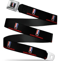 Camaro Badge Full Color Seatbelt Belt - CAMARO Badge Logo REPEAT Webbing