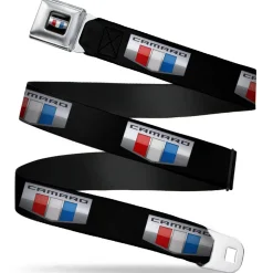 CAMARO Six Badge Full Color Black Silver Red White Blue Seatbelt Belt - CAMARO Six Badge Black/Silver/Red/White/Blue Webbing