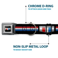 CAMARO Six Badge Full Color Black Silver Red White Blue Seatbelt Buckle Collar - CAMARO Six Badge/Stripe Black/Silver/Red/White/Blue