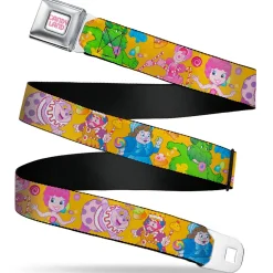 CANDY LAND Game Logo White/Pink Seatbelt Belt - Candy Land Characters and Candy Collage Yellow Webbing