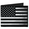 Canvas Bi-Fold Wallet - American Flag Weathered Black White