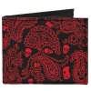 Canvas Bi-Fold Wallet - Bandana Skulls Black Red