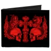 Canvas Bi-Fold Wallet - BD Skulls w Wings Black Red