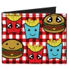 Canvas Bi-Fold Wallet - Burger & Fries Cartoon
