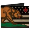 Canvas Bi-Fold Wallet - Cali Bear Star US Flag Stretch Black White Red