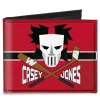 Canvas Bi-Fold Wallet - CASEY JONES Baseball & Hockey Stick Bricks Stripe Reds White Black