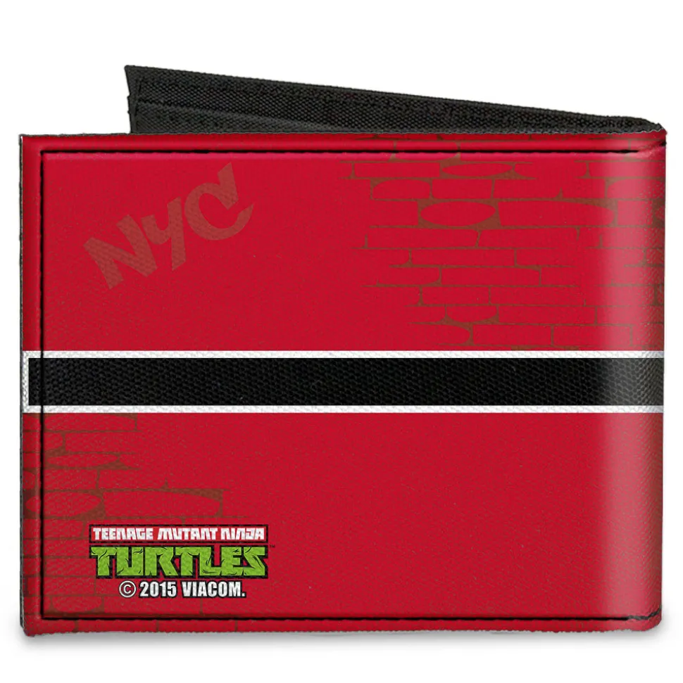 Canvas Bi-Fold Wallet - CASEY JONES Baseball & Hockey Stick Bricks Stripe Reds White Black