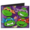 Canvas Bi-Fold Wallet - Classic TMNT Faces + I "PIZZA-HEART" TMNT Purple Pizza