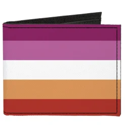 Canvas Bi-Fold Wallet - Flag Lesbian Five Stripe Oranges White Pinks