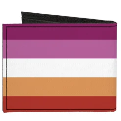 Canvas Bi-Fold Wallet - Flag Lesbian Five Stripe Oranges White Pinks