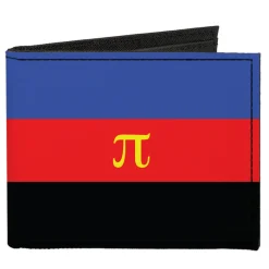 Canvas Bi-Fold Wallet - Flag Polyamorous Pi Symbol Blue Red Black Yellow