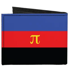 Canvas Bi-Fold Wallet - Flag Polyamorous Pi Symbol Blue Red Black Yellow