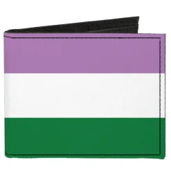Canvas Bi-Fold Wallet - Flag Genderqueer Lavender White Green