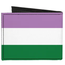Canvas Bi-Fold Wallet - Flag Genderqueer Lavender White Green